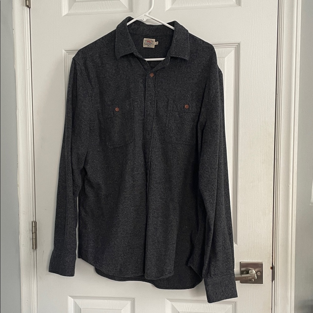 Faherty Charcoal Button-Down Shirt